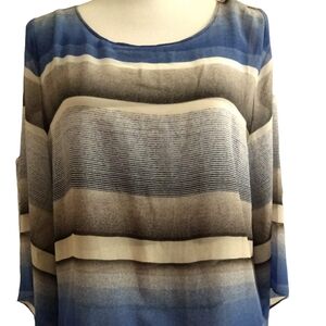 Alfani Sheer Striped Blouse/Camisole Size Medium